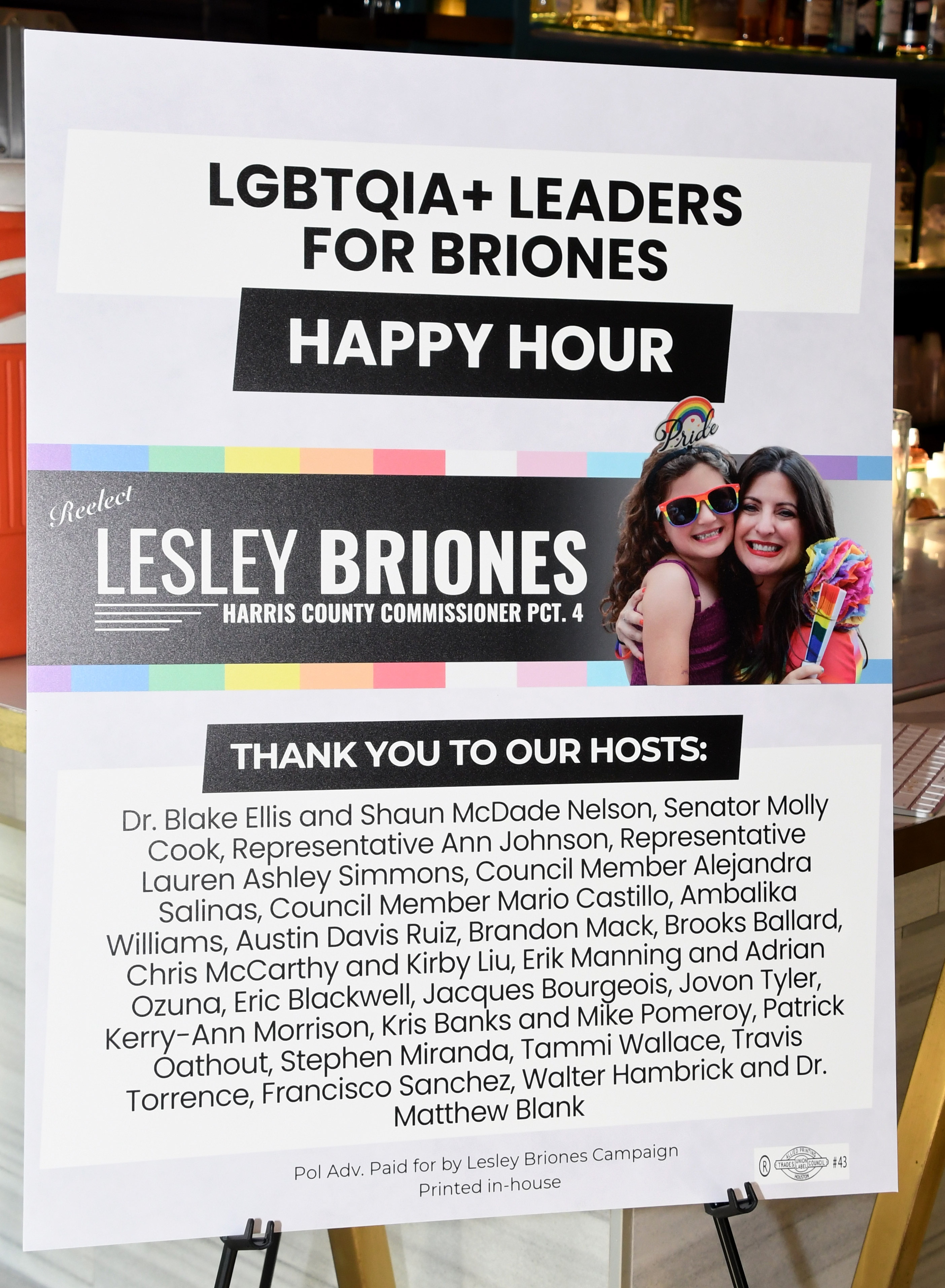 Harris County Commissioner Lesley Briones Happy Hour with LGBTQIA+ Leaders for Briones at Pearl Bar